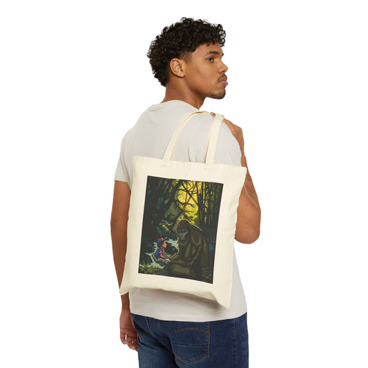 Canvas Tote Bag Lost and Found with Bigfoot