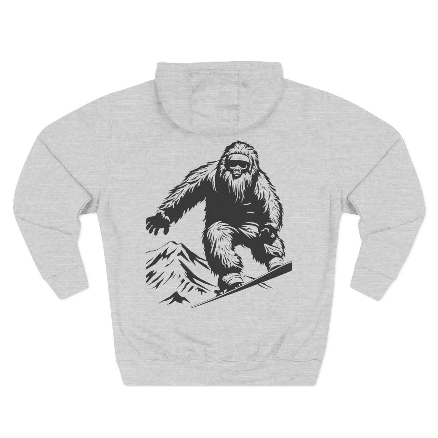 Sasquatch Snowboarder Hoodie - Cozy Three-Panel Fleece for Adventure Lovers