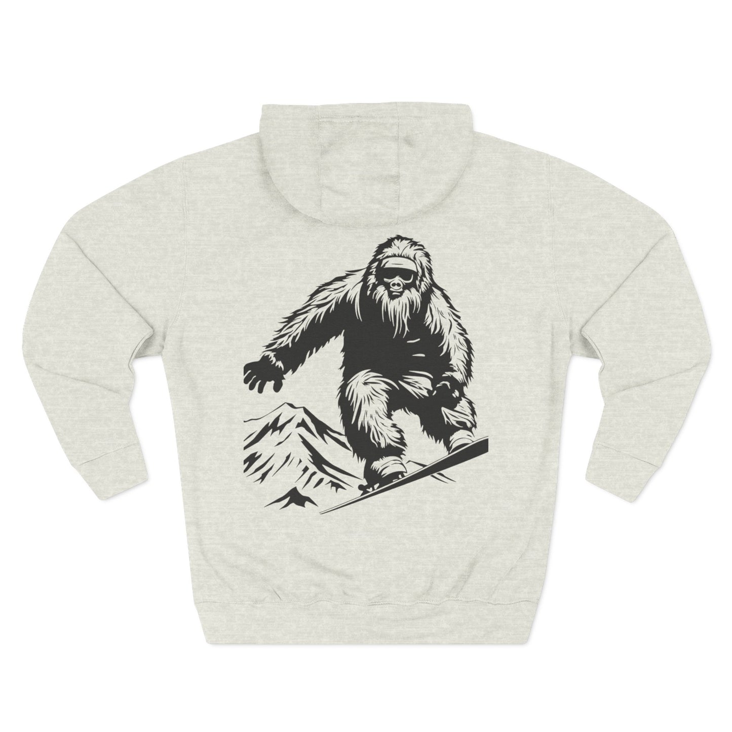 Sasquatch Snowboarder Hoodie - Cozy Three-Panel Fleece for Adventure Lovers