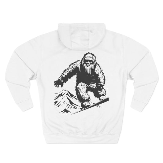 Sasquatch Snowboarder Hoodie - Cozy Three-Panel Fleece for Adventure Lovers