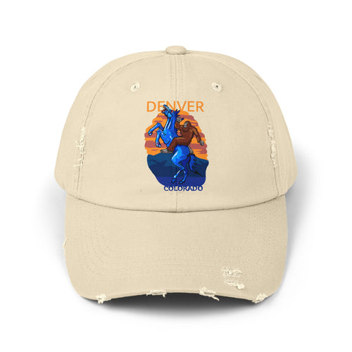 Denver Graphic Distressed Cap, Casual Hat for Outdoor Adventures, Gift for Travelers, Trendy Summer Accessory, Unisex Baseball Cap