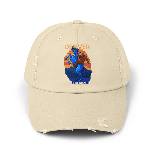 Denver Graphic Distressed Cap, Casual Hat for Outdoor Adventures, Gift for Travelers, Trendy Summer Accessory, Unisex Baseball Cap