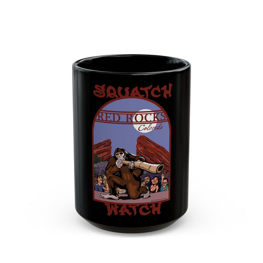 Bigfoot Watch Black Mug - Fun Coffee Cup for Outdoor Lovers, Gift for Sasquatch Fans, Collectible Kitchenware, Unique Home Decor