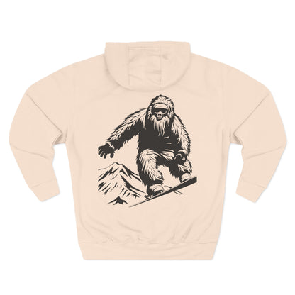 Sasquatch Snowboarder Hoodie - Cozy Three-Panel Fleece for Adventure Lovers