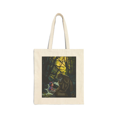 Canvas Tote Bag Lost and Found with Bigfoot