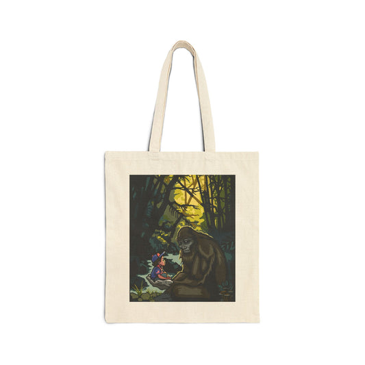 Canvas Tote Bag Lost and Found with Bigfoot